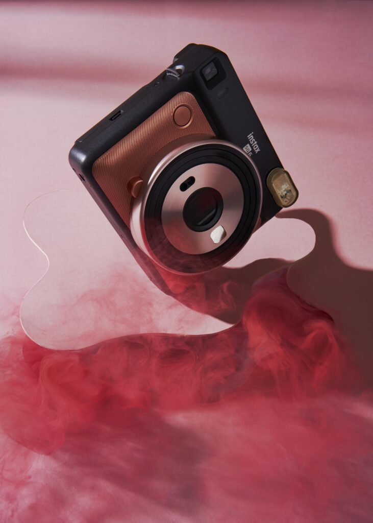 Editorial and commercial Product images. Instax. Still Life Shoot. Bold Colours. All credits to Charlie Goodge Photography