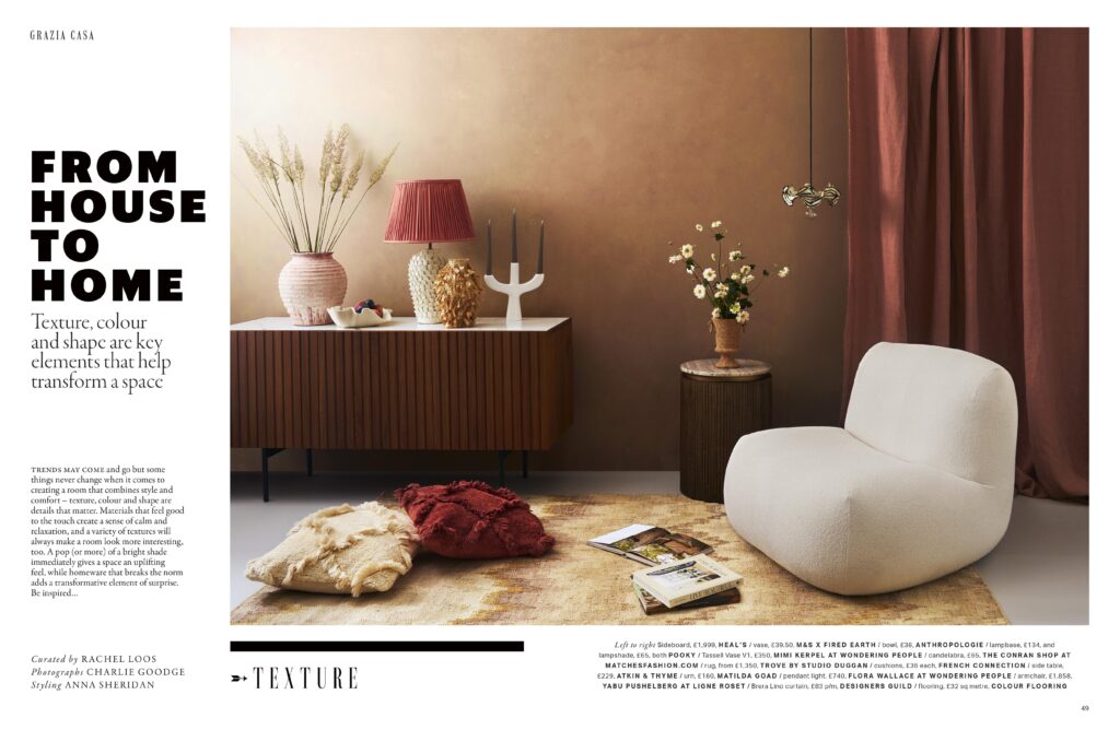 Editorial interior photography for Grazia Casa Magazine. Credit to Charlie Goodge Photography. Commercial Still Life & Interiors Photographer