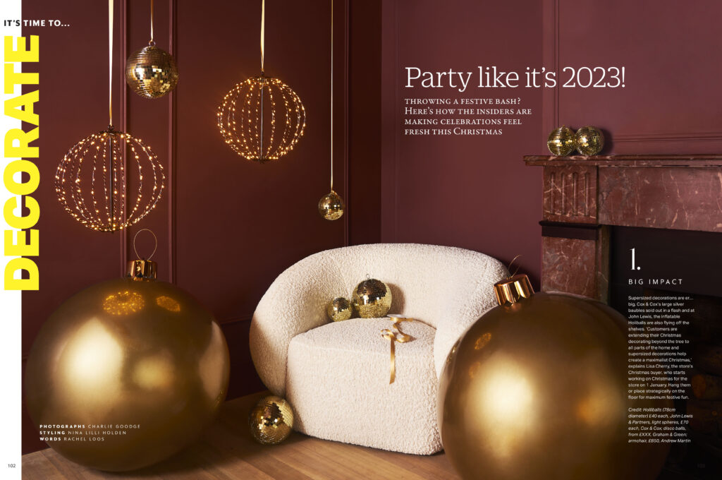 Bold and vibrant Christmas themed interiors inspiration for Grazia Magazine. All credit Charlie Goodge Photography