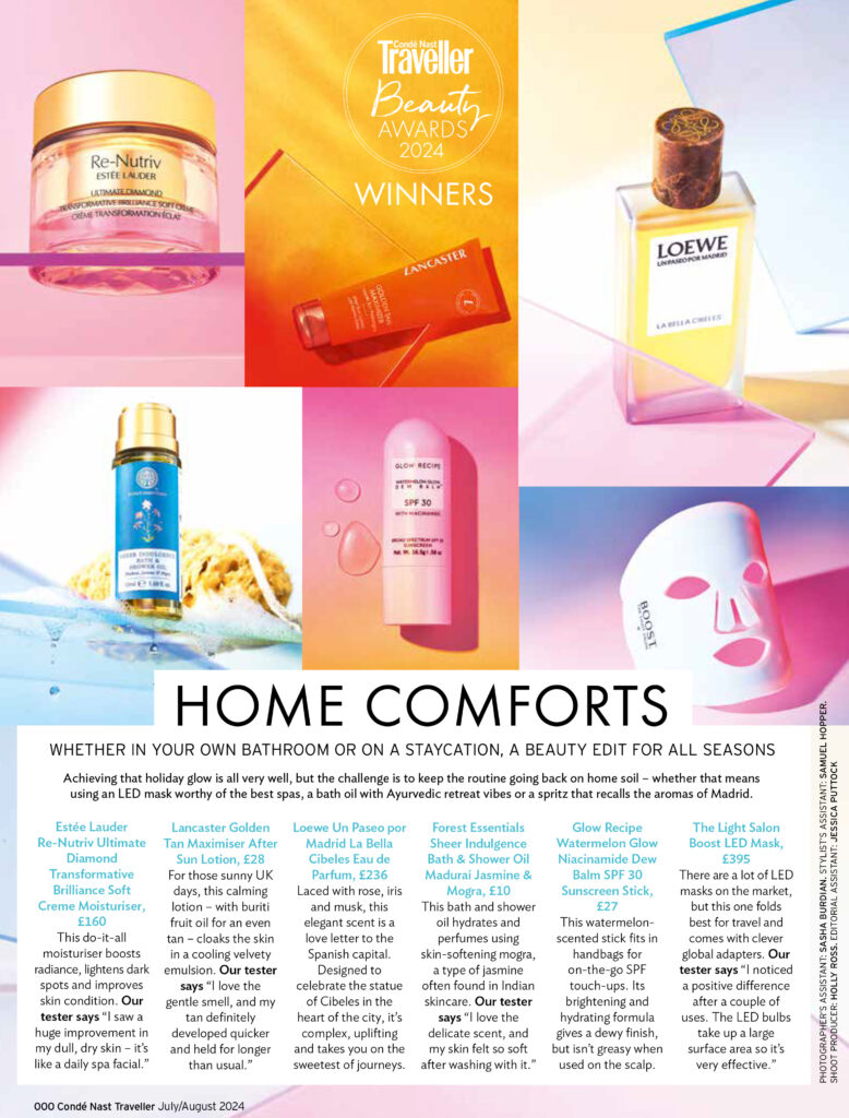Still life photography, travel, adventure. creative photography. Conde Nast Traveller Magazine Beauty Awards. Credits Charlie Goodge Photography