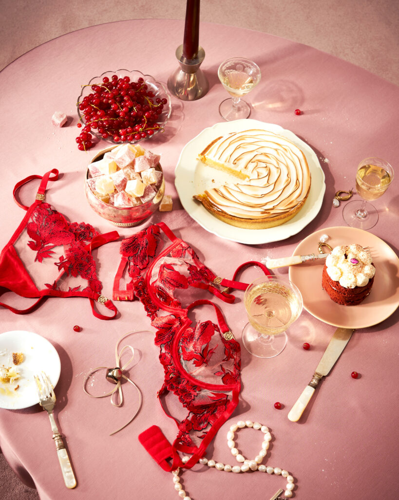 Bluebella, Lingerie, Creative, Gifting, Messy aesthetic, Afterparty, Commission, London Creative, Peachy Pink, Fabric, Table Top